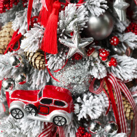 Елка эксклюзивная, РЕТРО-МАШИНА, авторский декор, ручная работа, 90 см