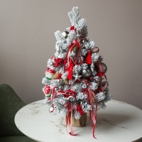 Елка эксклюзивная, РЕТРО-МАШИНА, авторский декор, ручная работа, 90 см