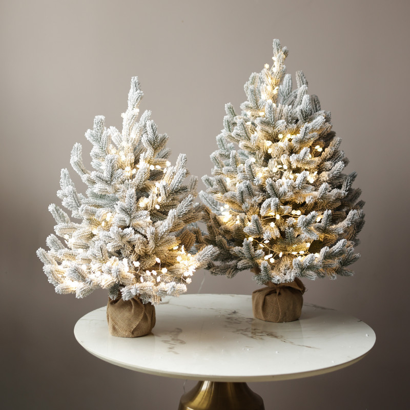 Заснеженная настольная елочка с огоньками, 70 см