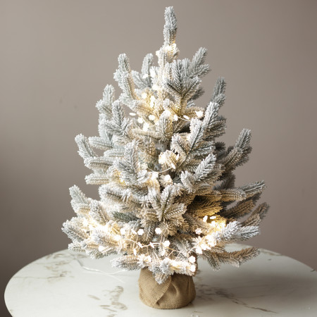 Заснеженная настольная елочка с огоньками, 70 см