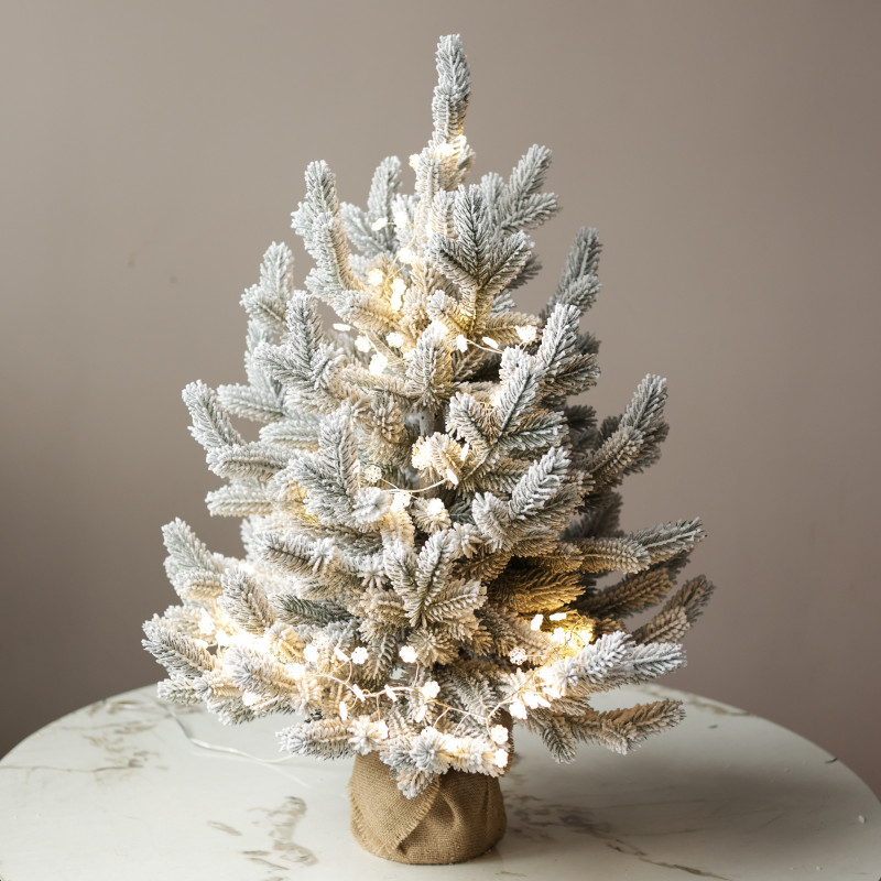 Заснеженная настольная елочка с огоньками, 70 см