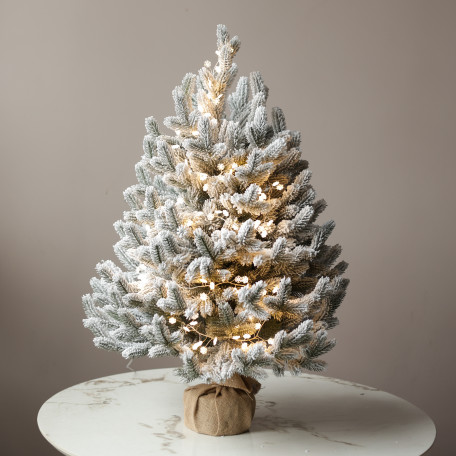 Заснеженная настольная елочка с огоньками, 90 см