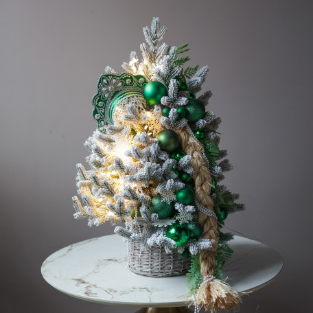 Елка заснеженная, КРАСА-КОСА, авторский декор, ручная работа, 90 см