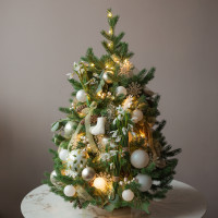 Елка премиум эксклюзивная, ПОДСНЕЖНИКИ, с огнями, ручная работа, 90 см