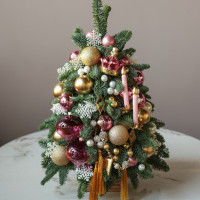 Елка настольная из натуральной ели «Пинк золото», ручная работа, 55 см