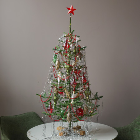 Елка винтажная с декором "ИЗ ДЕТСТВА", в единственном экземпляре