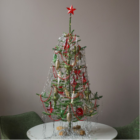 Елка винтажная с декором "ИЗ ДЕТСТВА", в единственном экземпляре