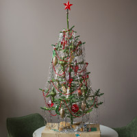 Елка винтажная с декором "ИЗ ДЕТСТВА", в единственном экземпляре