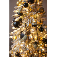 Узкая заснеженная стильная елка 2.1м с чёрным декором