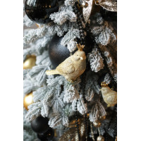 Узкая заснеженная стильная елка 2.1м с чёрным декором