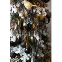 Узкая заснеженная стильная елка 2.1м с чёрным декором