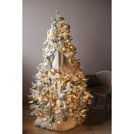Изысканная заснеженная искусственная елка «Нежное золото» символ года Лошадка