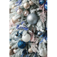 Шикарная заснеженная ель 1,8 м с декором, огнями и игрушками "Гжель"