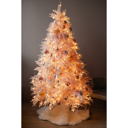 Сверкающая нежная розовая ель 2.1 м с розово-персиковым декором