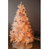 Сверкающая нежная розовая ель 2.1 м с розово-персиковым декором