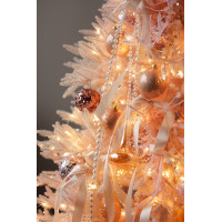 Сверкающая нежная розовая ель 2.1 м с розово-персиковым декором