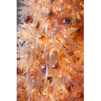 Сверкающая нежная розовая ель 2.1 м с розово-персиковым декором