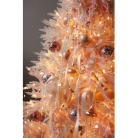 Сверкающая нежная розовая ель 2.1 м с розово-персиковым декором