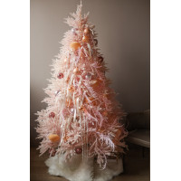 Сверкающая нежная розовая ель 2.1 м с розово-персиковым декором