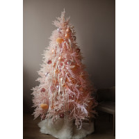 Сверкающая нежная розовая ель 2.1 м с розово-персиковым декором