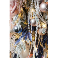 Шикарная заснеженная ель 1,8  с розово-голубым декором и огнями