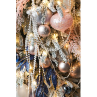 Шикарная заснеженная ель 1,8  с розово-голубым декором и огнями