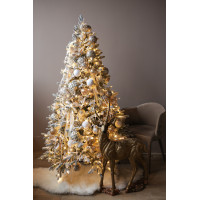 Пушистая заснеженная искусственная ель с игрушками и огнями 1,8 м ​"Шампань"