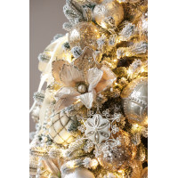 Пушистая заснеженная искусственная ель с игрушками и огнями 1,8 м ​"Шампань"