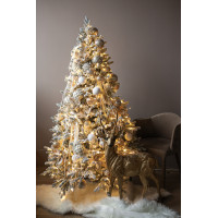Пушистая заснеженная искусственная ель с игрушками и огнями 1,8 м ​"Шампань"