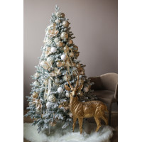 Пушистая заснеженная искусственная ель с игрушками и огнями 1,8 м ​"Шампань"