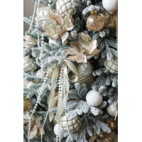 Пушистая заснеженная искусственная ель с игрушками и огнями 1,8 м ​"Шампань"