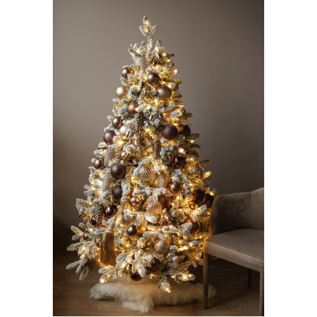 Заснеженная пушистая елка "Шоколад" с золотым декором 1.8 м