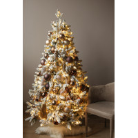 Заснеженная пушистая елка "Шоколад" с золотым декором 1.8 м