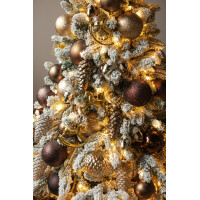 Заснеженная пушистая елка "Шоколад" с золотым декором 1.8 м