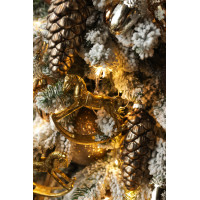 Заснеженная пушистая елка "Шоколад" с золотым декором 1.8 м