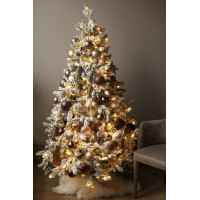 Заснеженная пушистая елка "Шоколад" с золотым декором 1.8 м