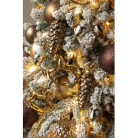 Заснеженная пушистая елка "Шоколад" с золотым декором 1.8 м