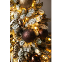 Заснеженная пушистая елка "Шоколад" с золотым декором 1.8 м