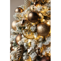 Заснеженная пушистая елка "Шоколад" с золотым декором 1.8 м