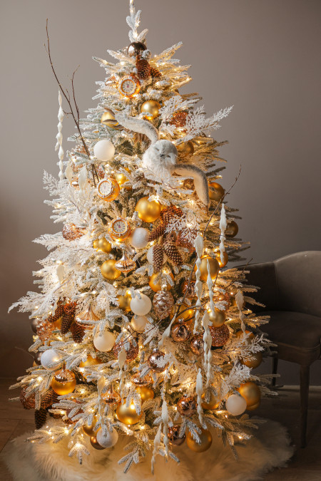 Шикарная заснеженная елка "Полярная сова", 180 см