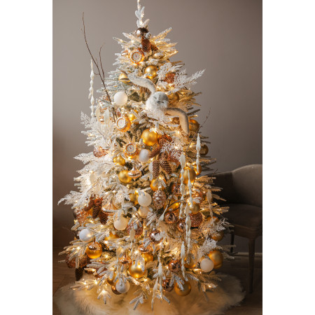 Шикарная заснеженная елка "Полярная сова", 180 см