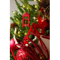 Пушистая литая елочка с русским трендовым красным декором, 210 см