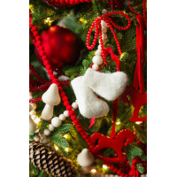 Пушистая литая елочка с русским трендовым красным декором, 210 см