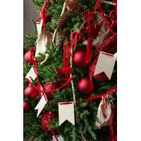 Пушистая литая елочка с русским трендовым красным декором, 210 см