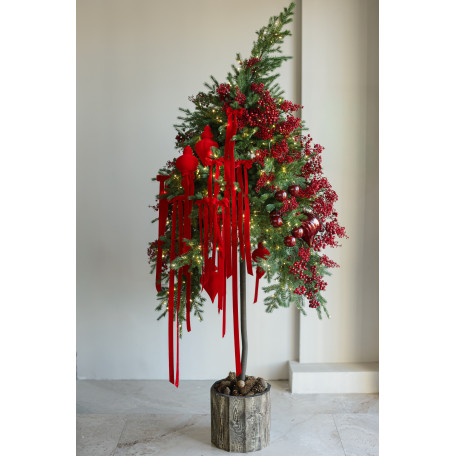 Елка авторская АРТ с красным дуо-оформлением, 230 см