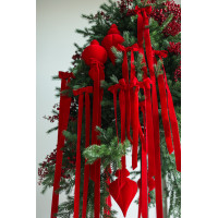 Елка авторская АРТ с красным дуо-оформлением, 230 см