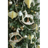 Узкая стильная елка со сливочно-золотым декором, 180 см