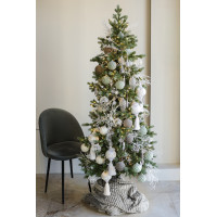 Узкая ель с мятно-белым декором, 180 см