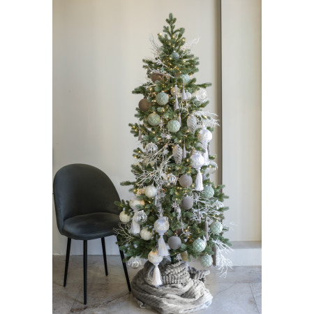 Узкая ель с мятно-белым декором, 180 см