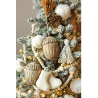 Елка заснеженная с уютным декором и деревянными желудями, 180 см